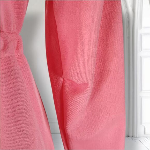 Vintage 70s Dagger Collar Pink Mini Shirt Dress Size M Polyester Button Front - Picture 10 of 10